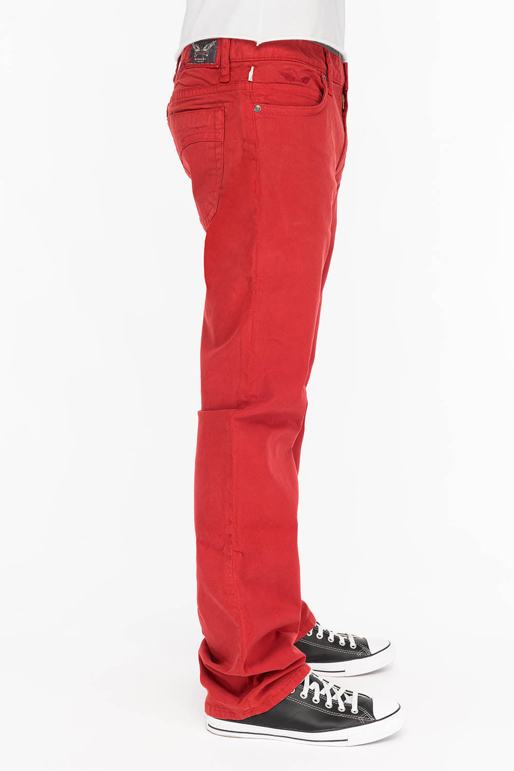 CLASSIC 5 POCKET STRAIGHT LEG JEANS IN BURGUNDIE