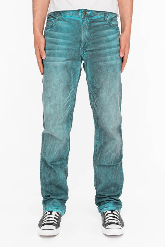 CLASSIC 5 POCKET STRAIGHT LEG JEANS IN DUSTY TURQUOISE