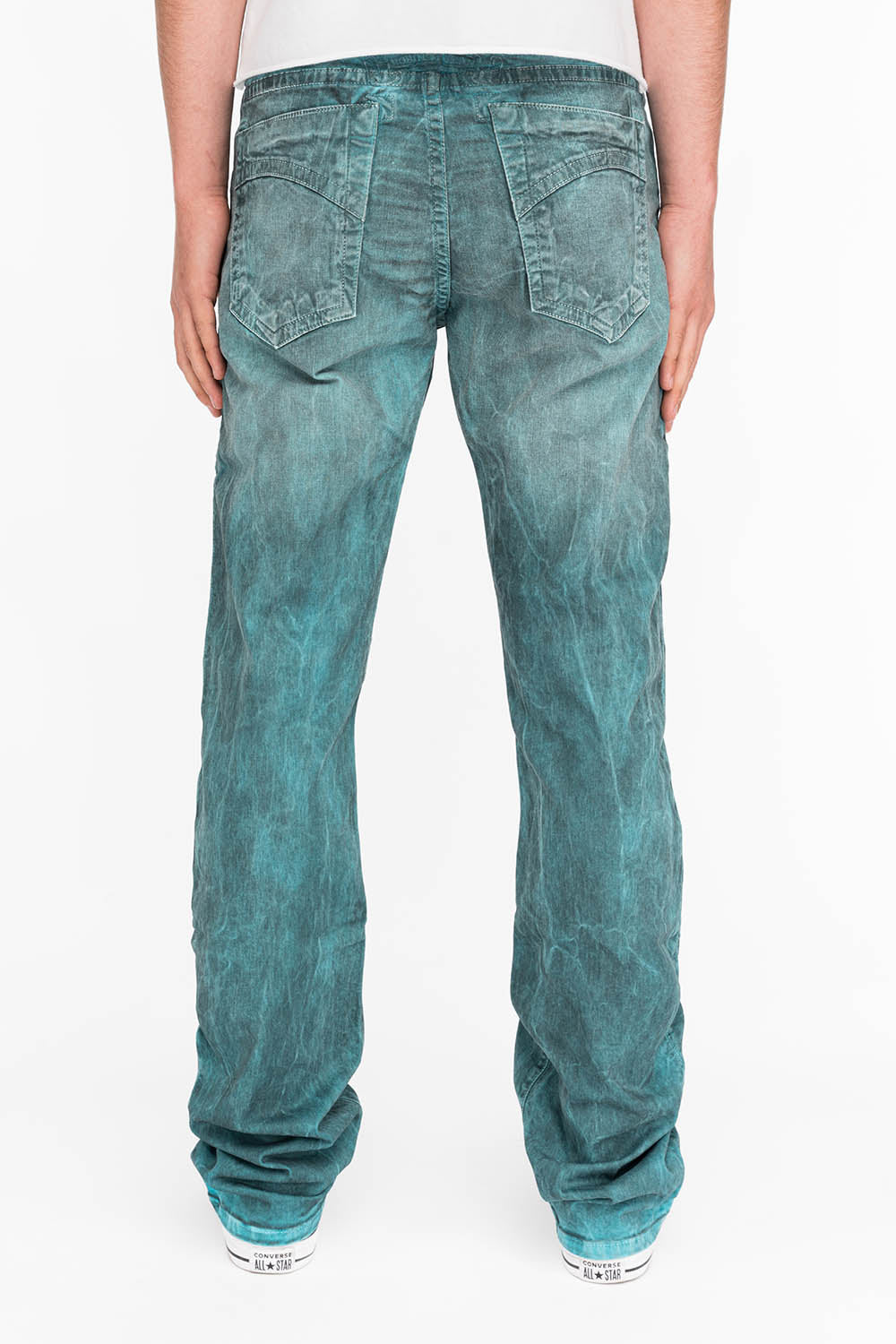 CLASSIC 5 POCKET STRAIGHT LEG JEANS IN DUSTY TURQUOISE