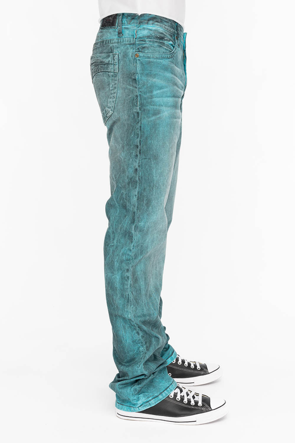 CLASSIC 5 POCKET STRAIGHT LEG JEANS IN DUSTY TURQUOISE