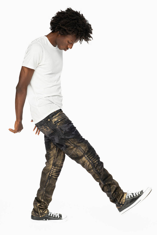 MENS MOTO BIKER JEANS IN AERO BLACK WASH