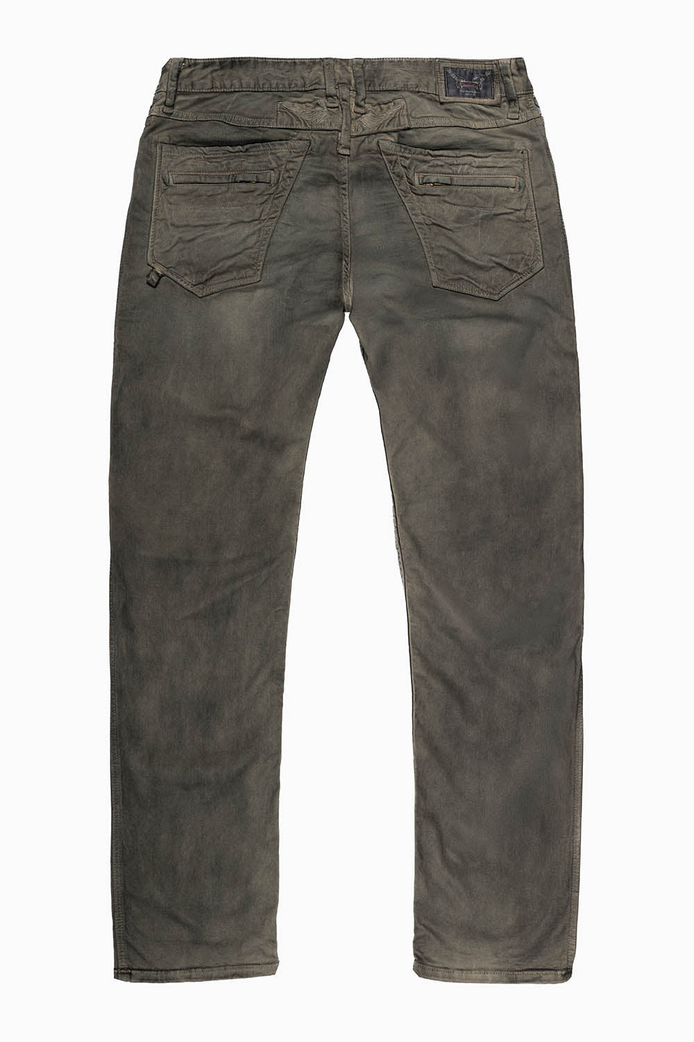 MENS MOTO BIKER JEANS IN KHAKI WASH