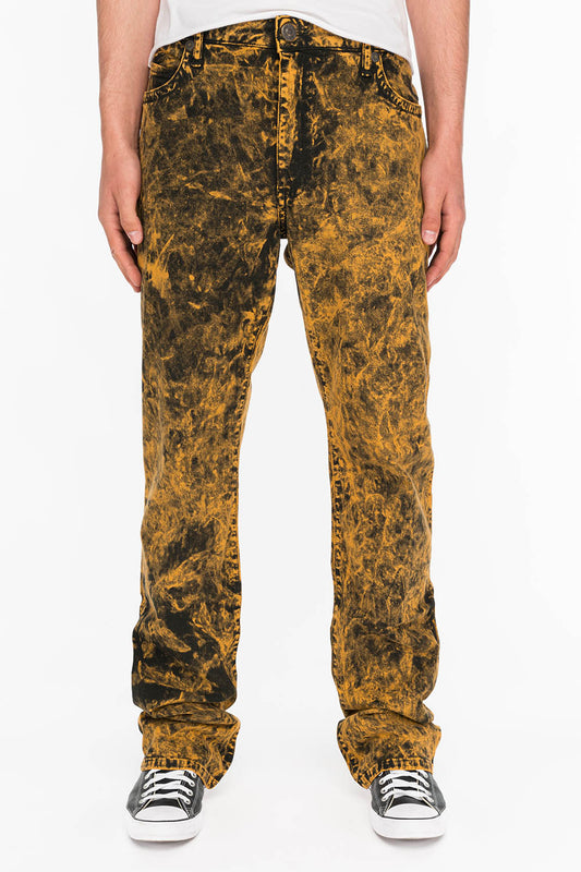 DOUBLE FLAP JEANS IN TIE DYE MUSTARD