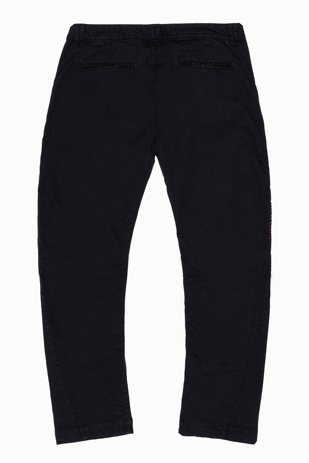 MENS CHINO PANTS WITH STUDS AND CRYSTALS IN PURE BLACK WASH