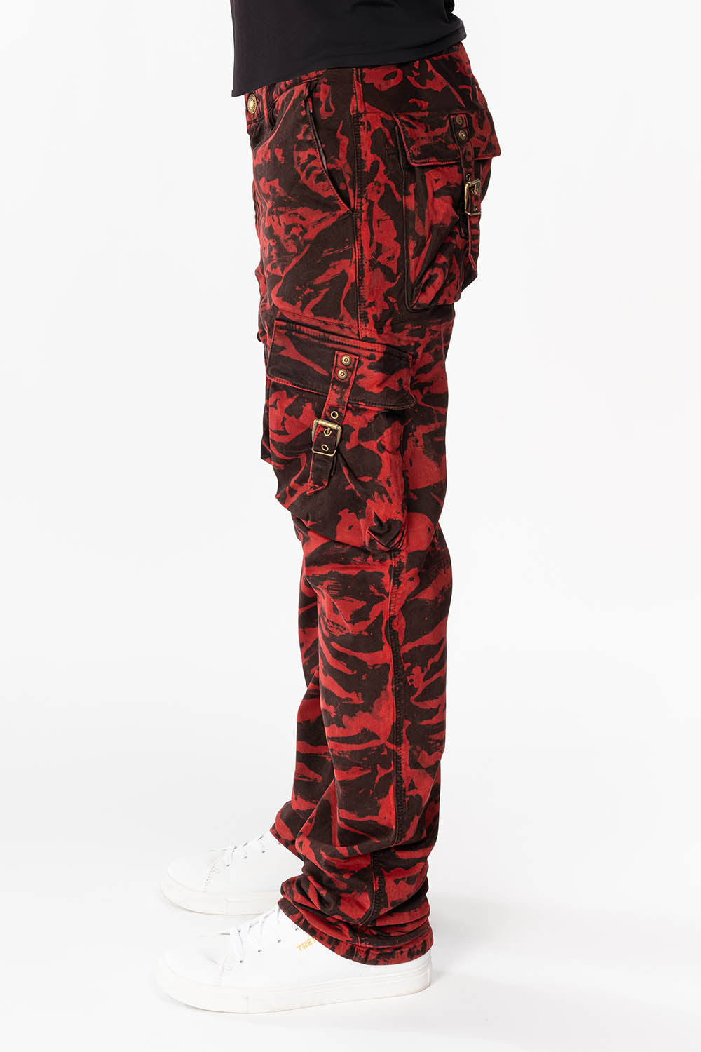 MENS MILITARY STYLE CARGO PANTS IN TORNADO RED