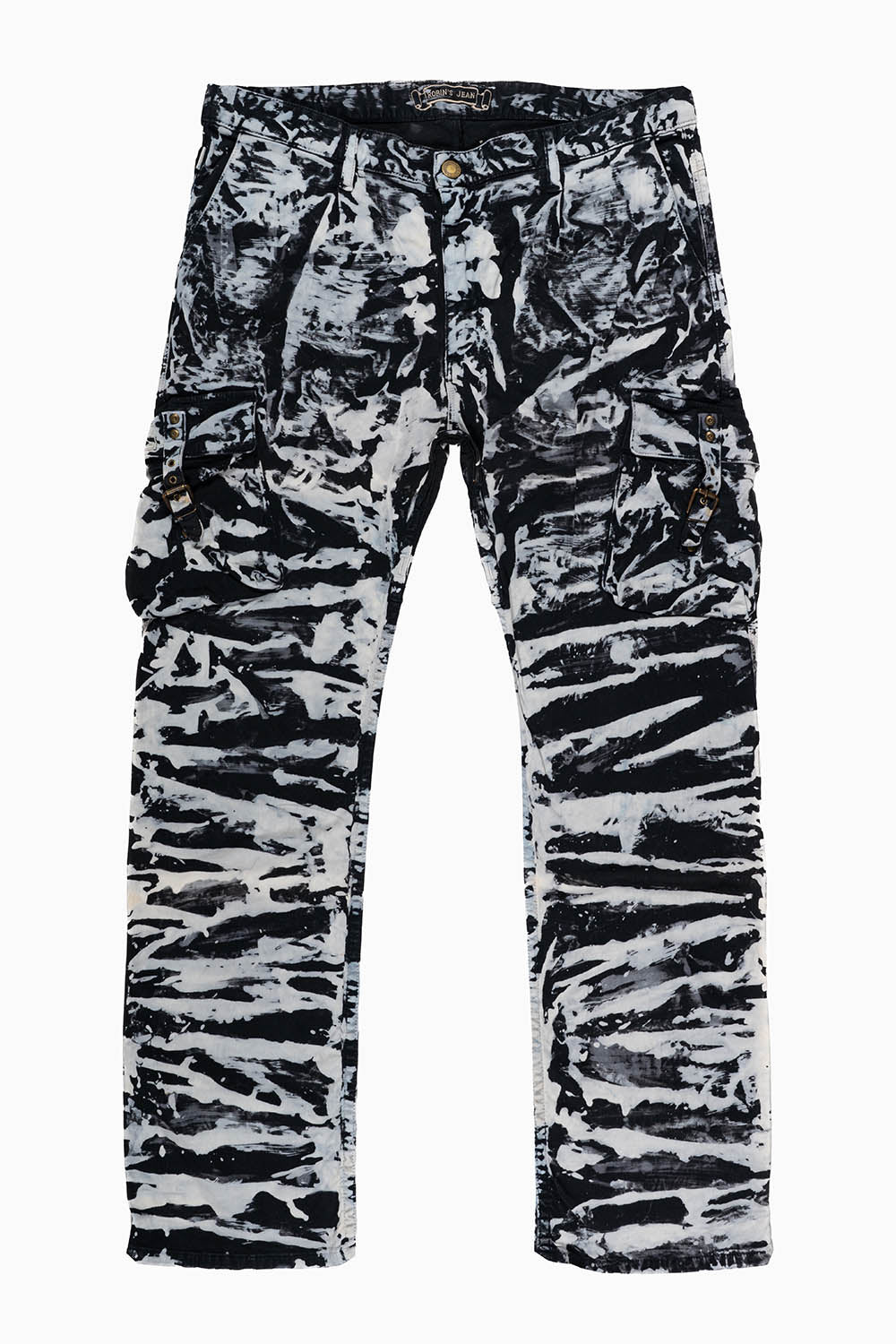 Men’s Military Style Cargo Pants in Tornado White Wash.
