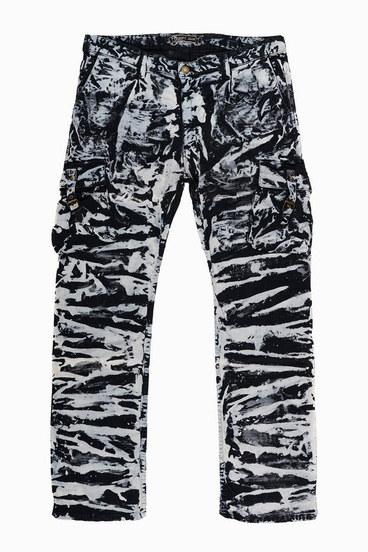 Men’s Military Style Cargo Pants in Tornado White Wash.