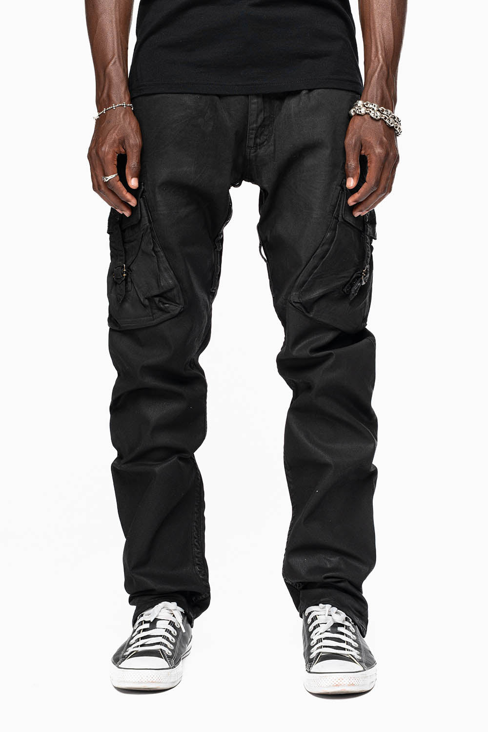 MENS PREDATOR CARGO PANTS IN COATED BLK