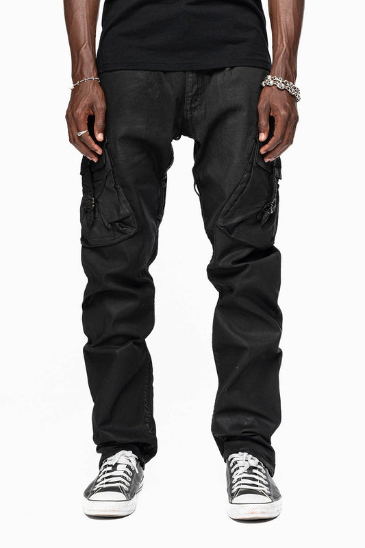 MENS PREDATOR CARGO PANTS IN COATED BLK