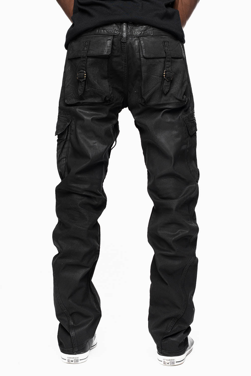 MENS PREDATOR CARGO PANTS IN COATED BLK