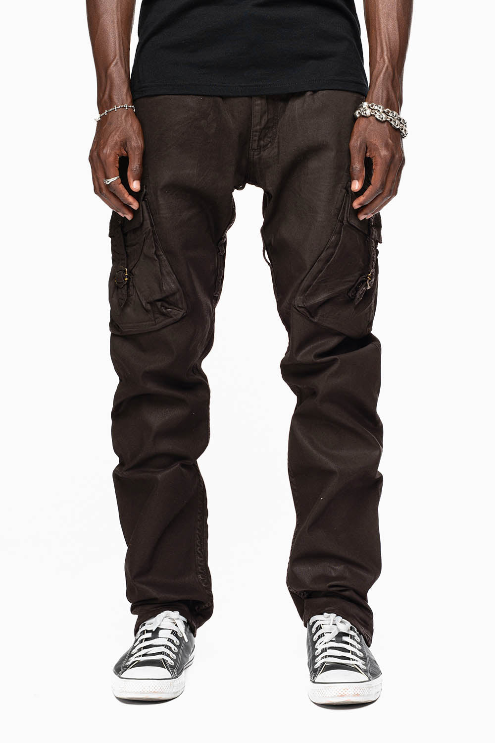 MENS PREDATOR CARGO PANTS IN COATED BROWN