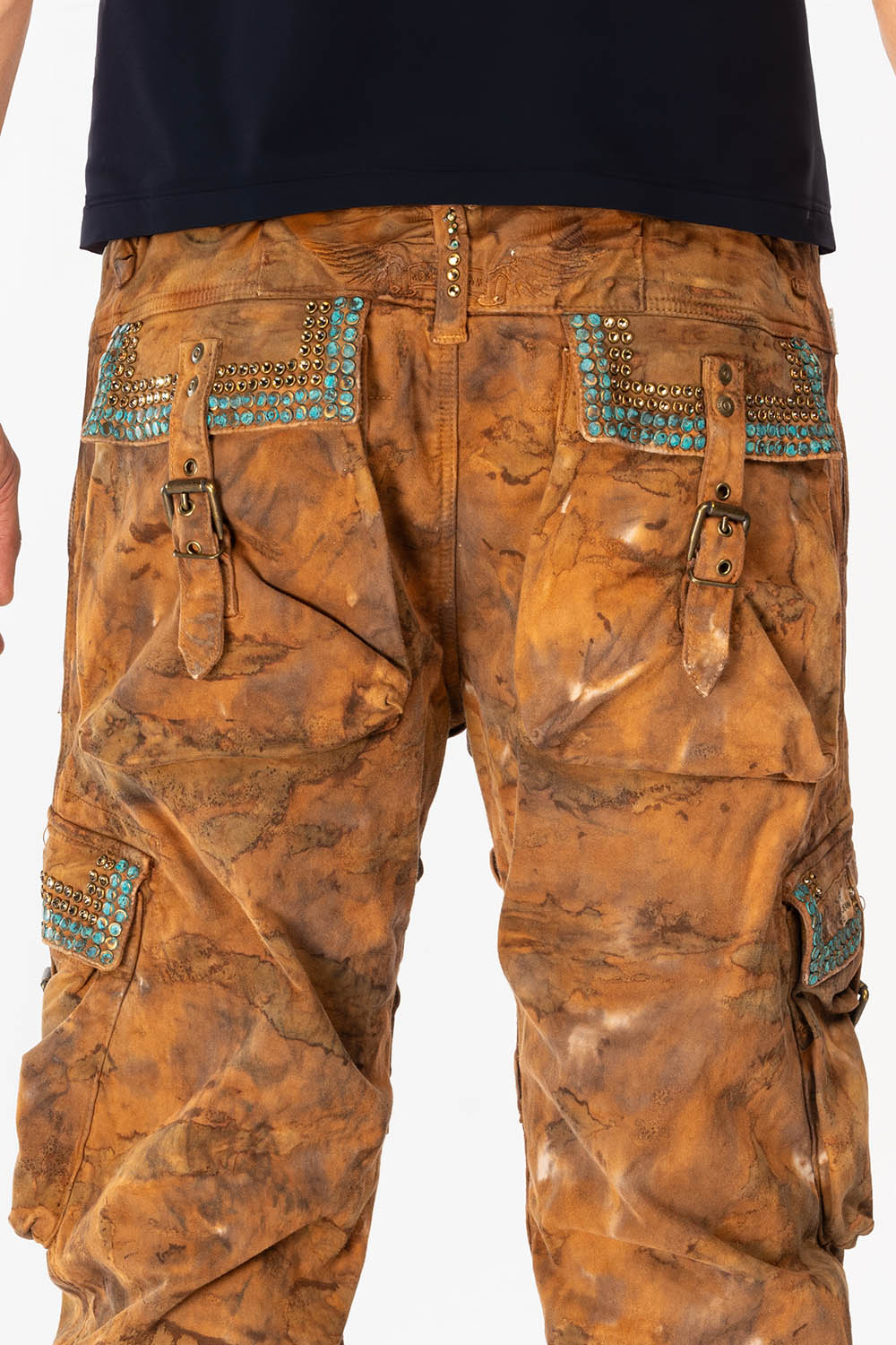 MENS PREDATOR CARGO PANTS WITH CRYSTALS IN MUD BROWN