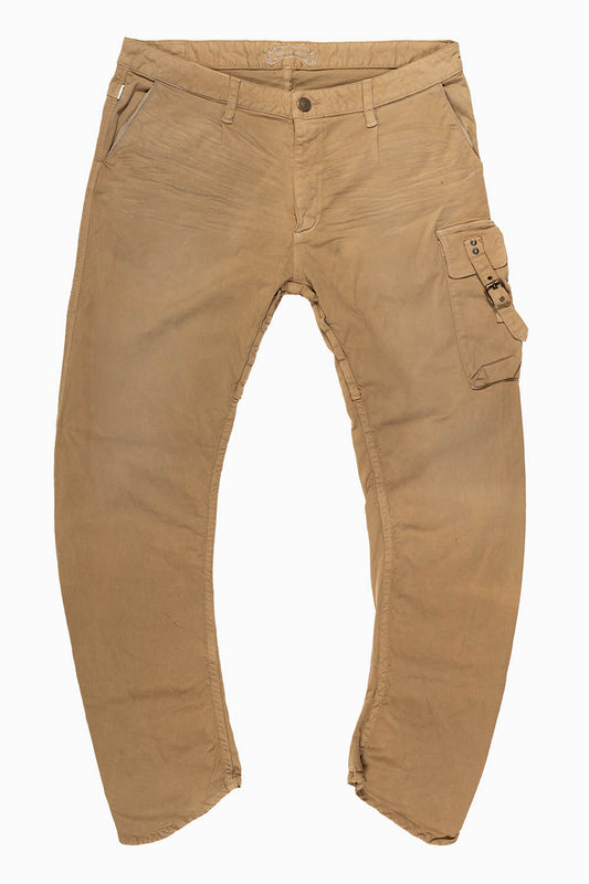 MENS TECHNIQUE CARGO PANTS IN COTTON PIGMENT SPRAY KHAKI