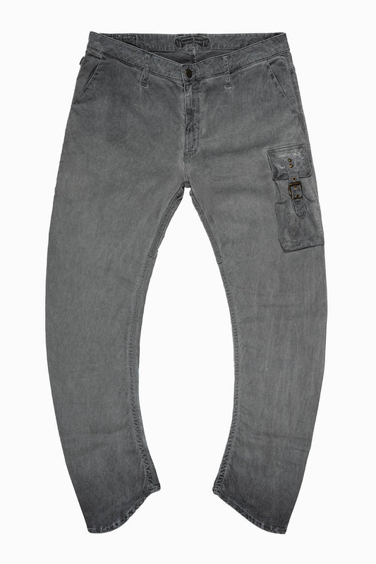 MENS TECHNIQUE CARGO PANTS IN COTTON OIL CHARCOAL WASH