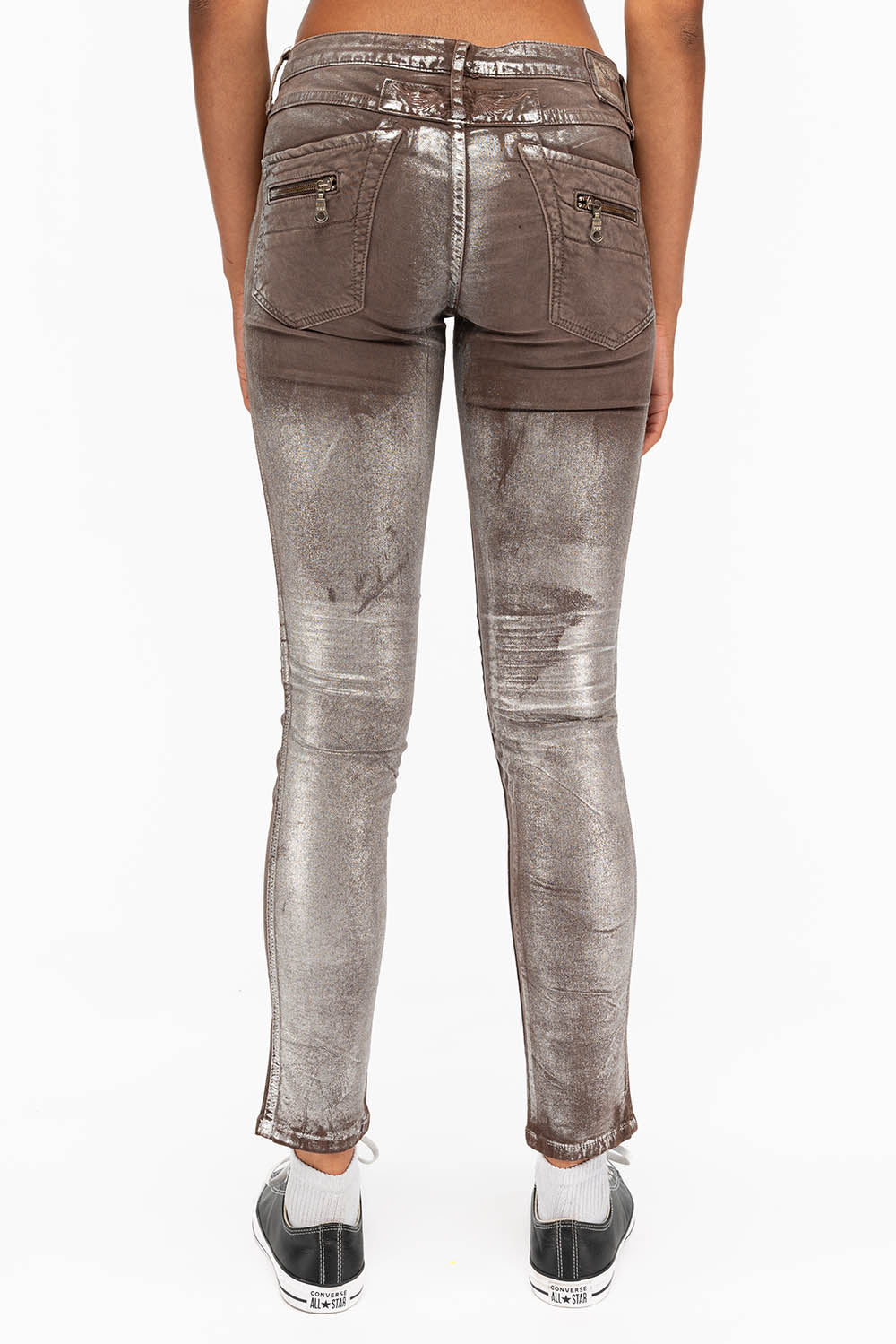 ROBIN'S BIKER WOMENS JEANS IN TOFFE LISA SILVER