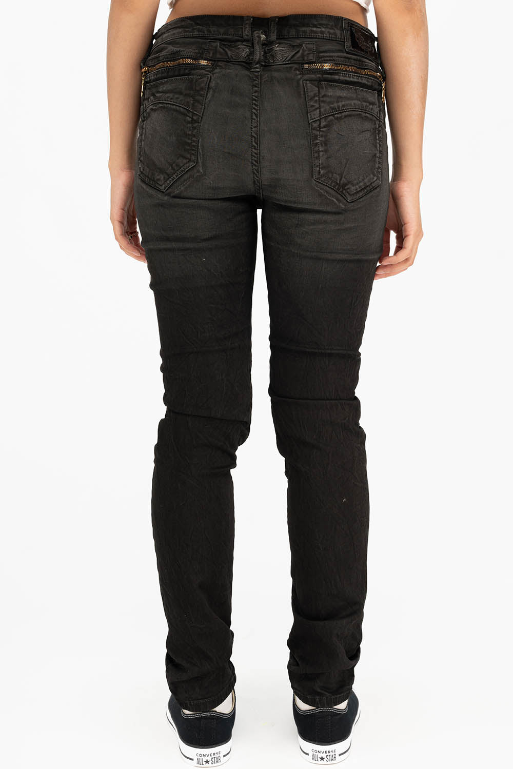 ROBIN'S MILITARY INSPIRED WOMENS SKINNY UTILITARIAN JEANS IN LA BLACK