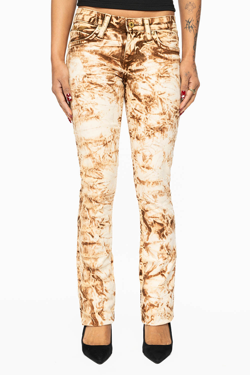 MARILYN LOW RISE WOMENS STRAIGHT LEG JEANS IN HAWAII KHAKI WASH