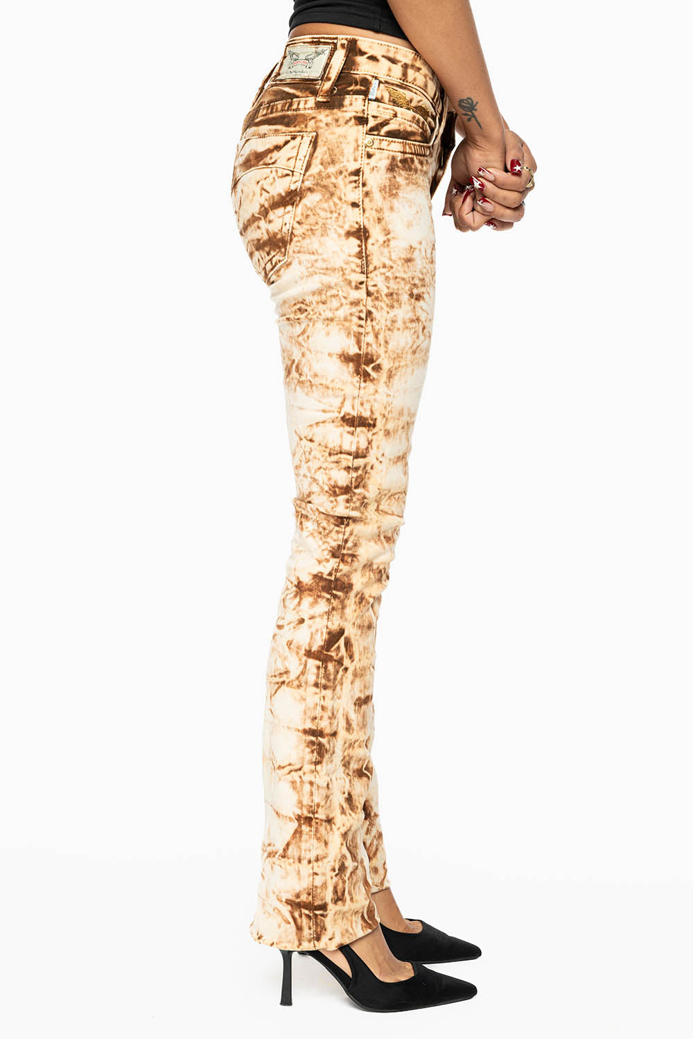 MARILYN LOW RISE WOMENS STRAIGHT LEG JEANS IN HAWAII KHAKI WASH