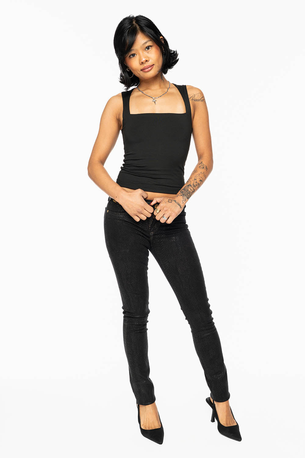 JANE MID RISE WOMENS SKINNY JEANS IN LIZARD BLACK