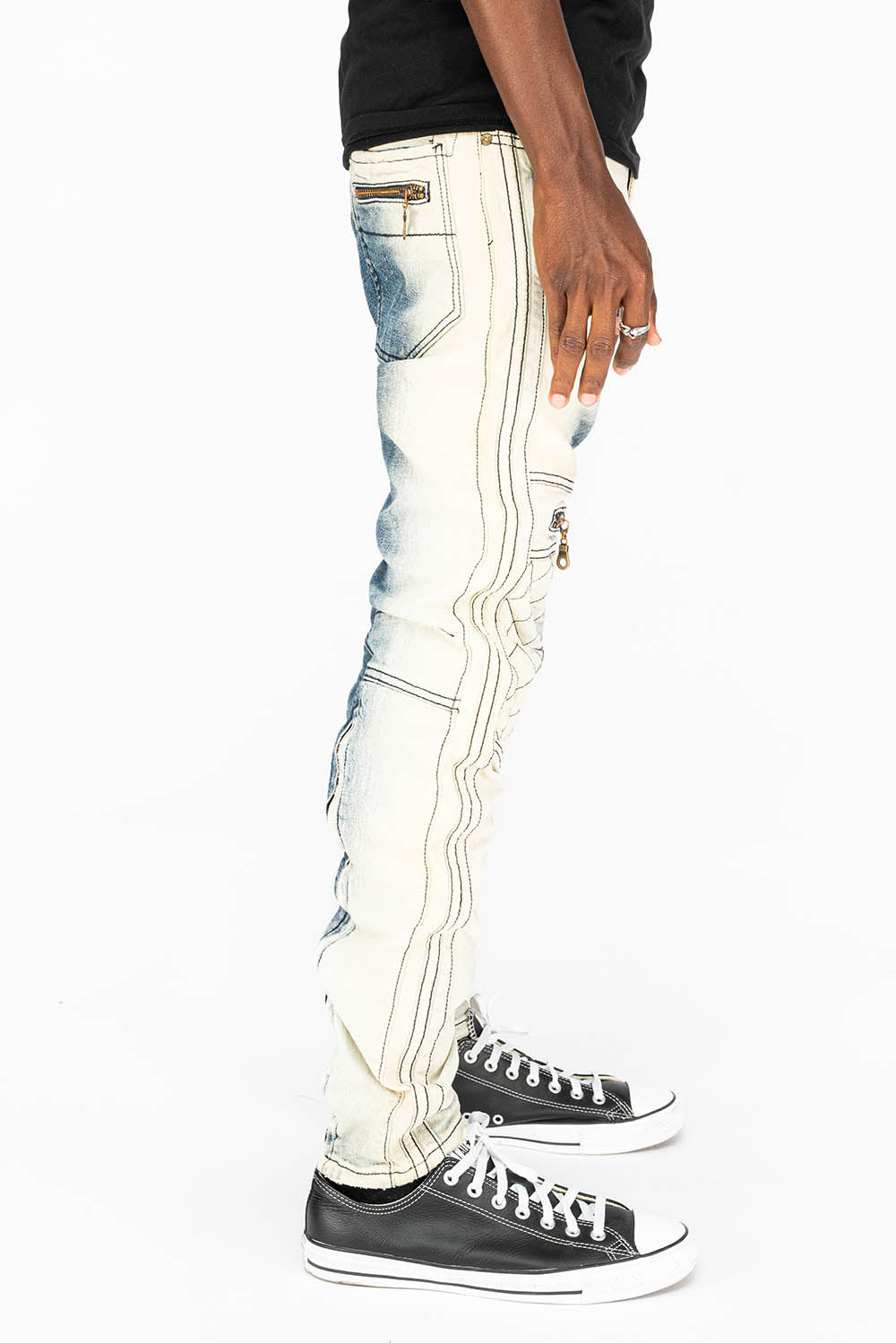 MENS BIKER JEANS IN OCEAN WASH