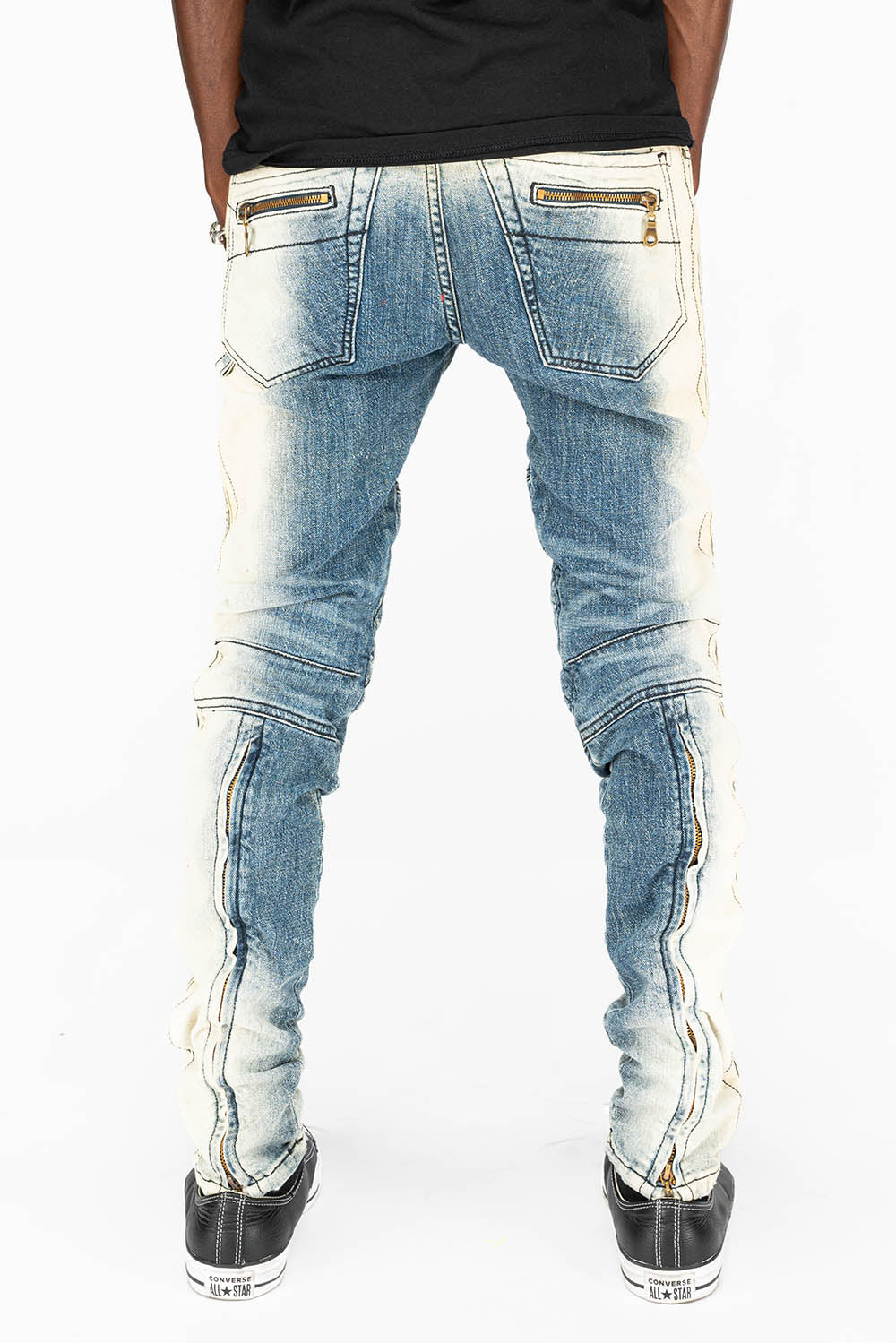 MENS BIKER JEANS IN OCEAN WASH