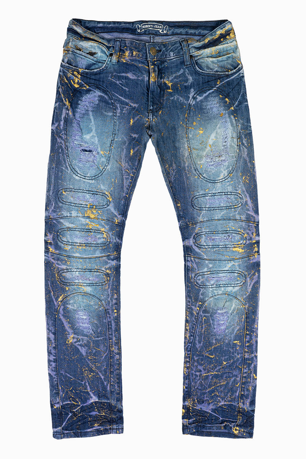 SLIM JEANS WITH OVAL PATCHES  IN PURPLE HAZE