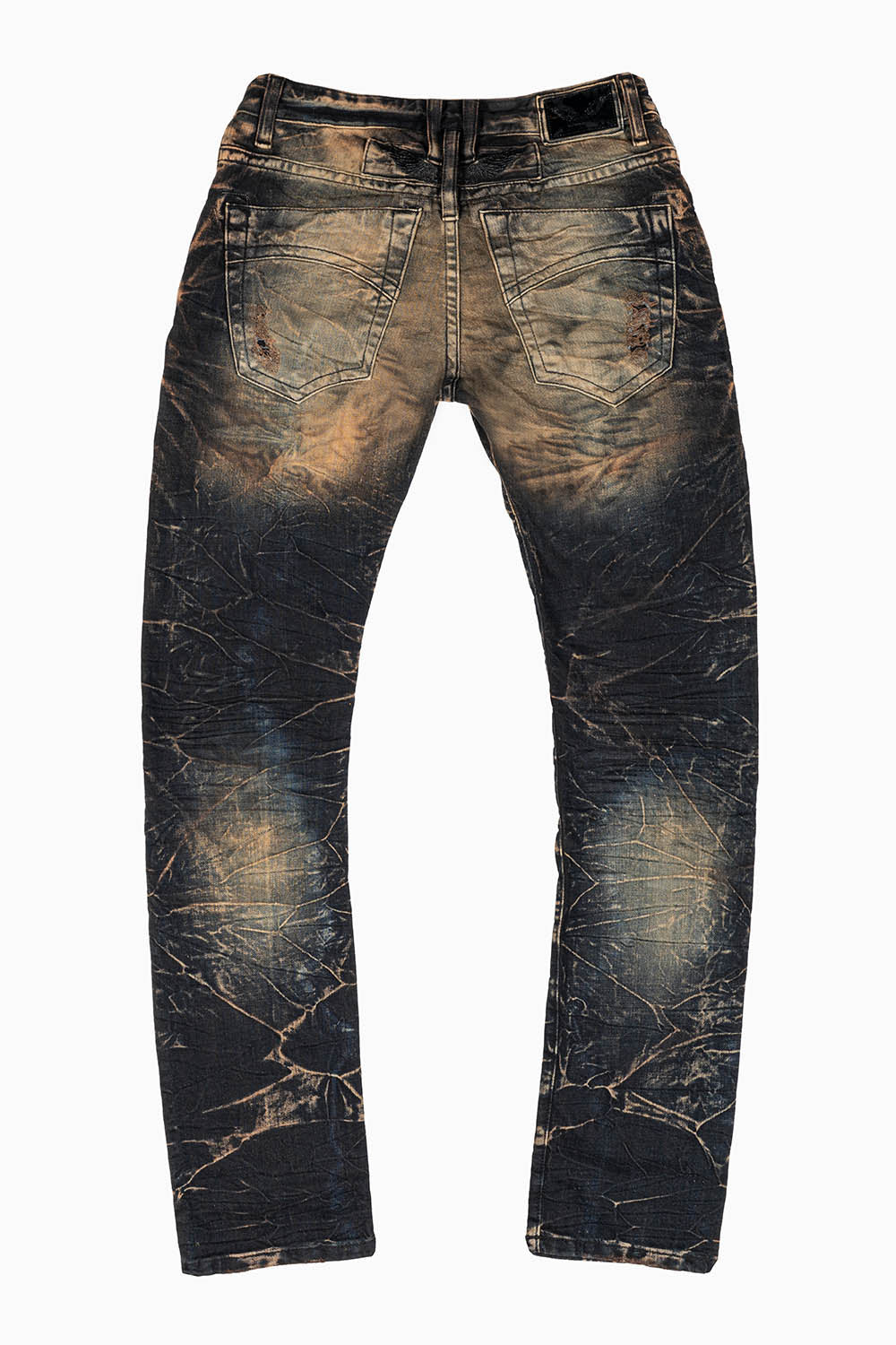 MENS MOTORCYCLE ZIPPERS SLIM JEANS IN 4D DARK OXIDO BROKEN BACKING WASH