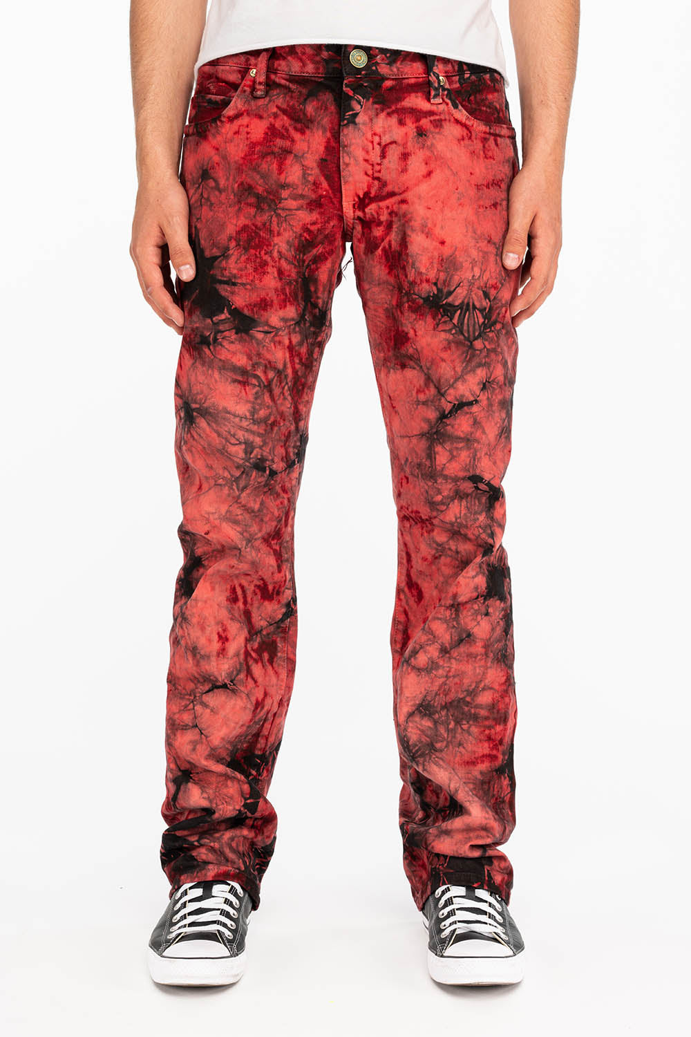 CLASSIC STRAIGHT LEG JEANS IN RED APACHE TIE DYE WASH