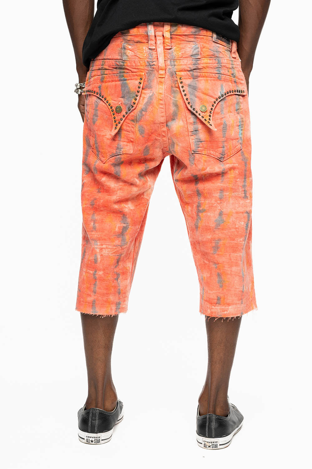 MENS SHORT WITH FLAP POCKETS IN DUBLIN WASH WITH  SMOKEY TOPAZ CRYSTALS