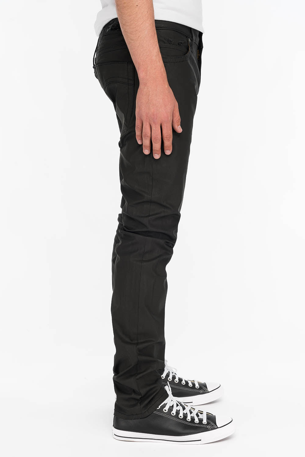 ROBINS MARLON JEANS IN BLACK WAX RAW DENIM