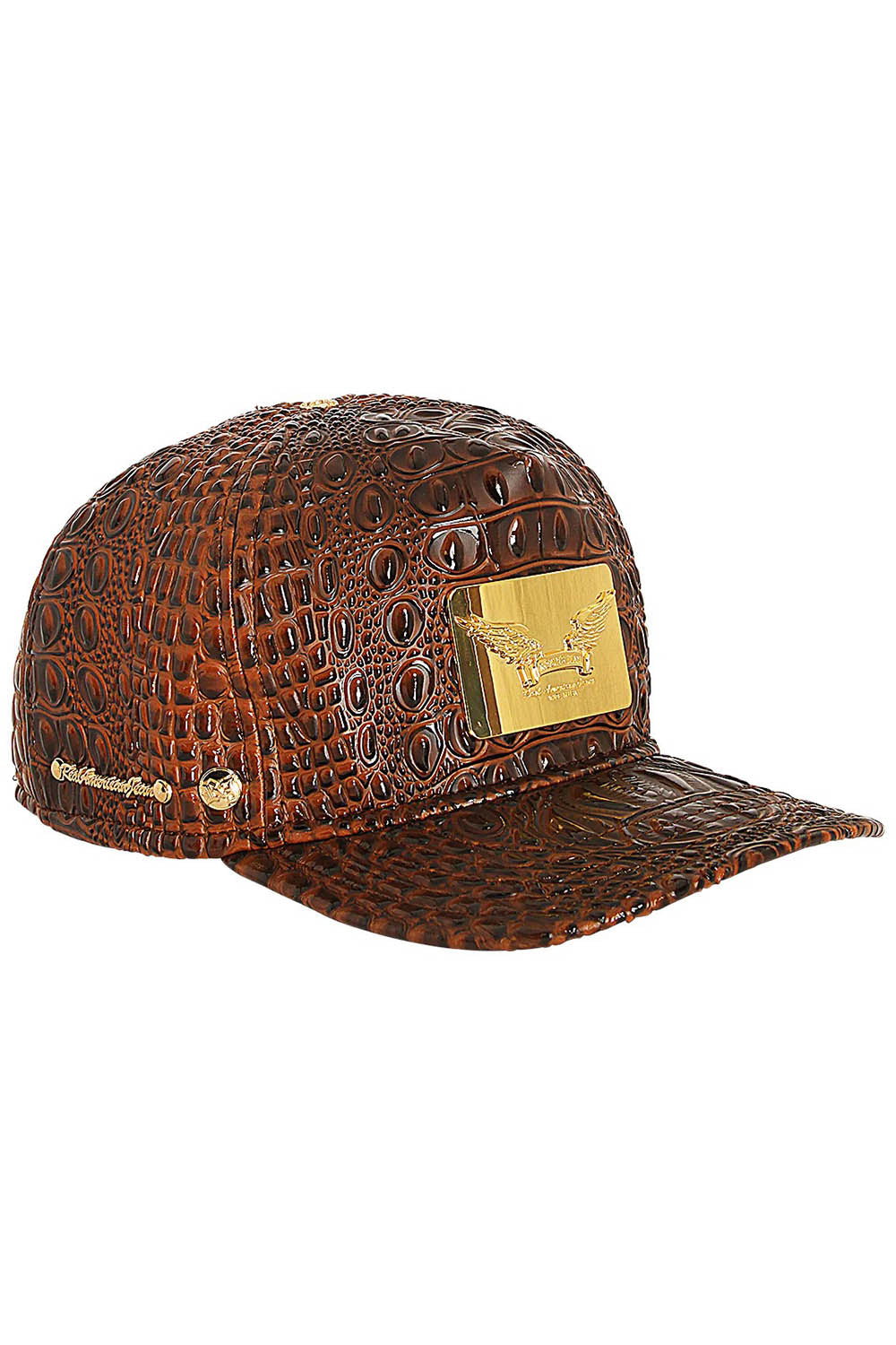 ROBIN'S GOLD TAG CAP IN BROWN CROC