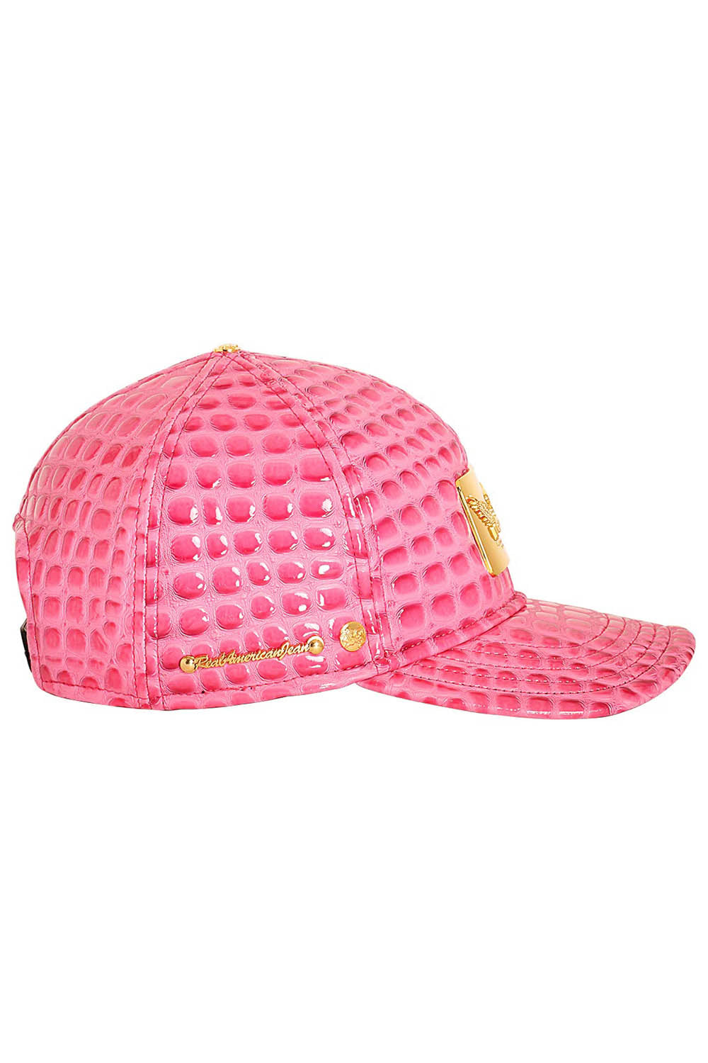 ROBIN'S GOLD TAG CAP IN PINK LIZARD