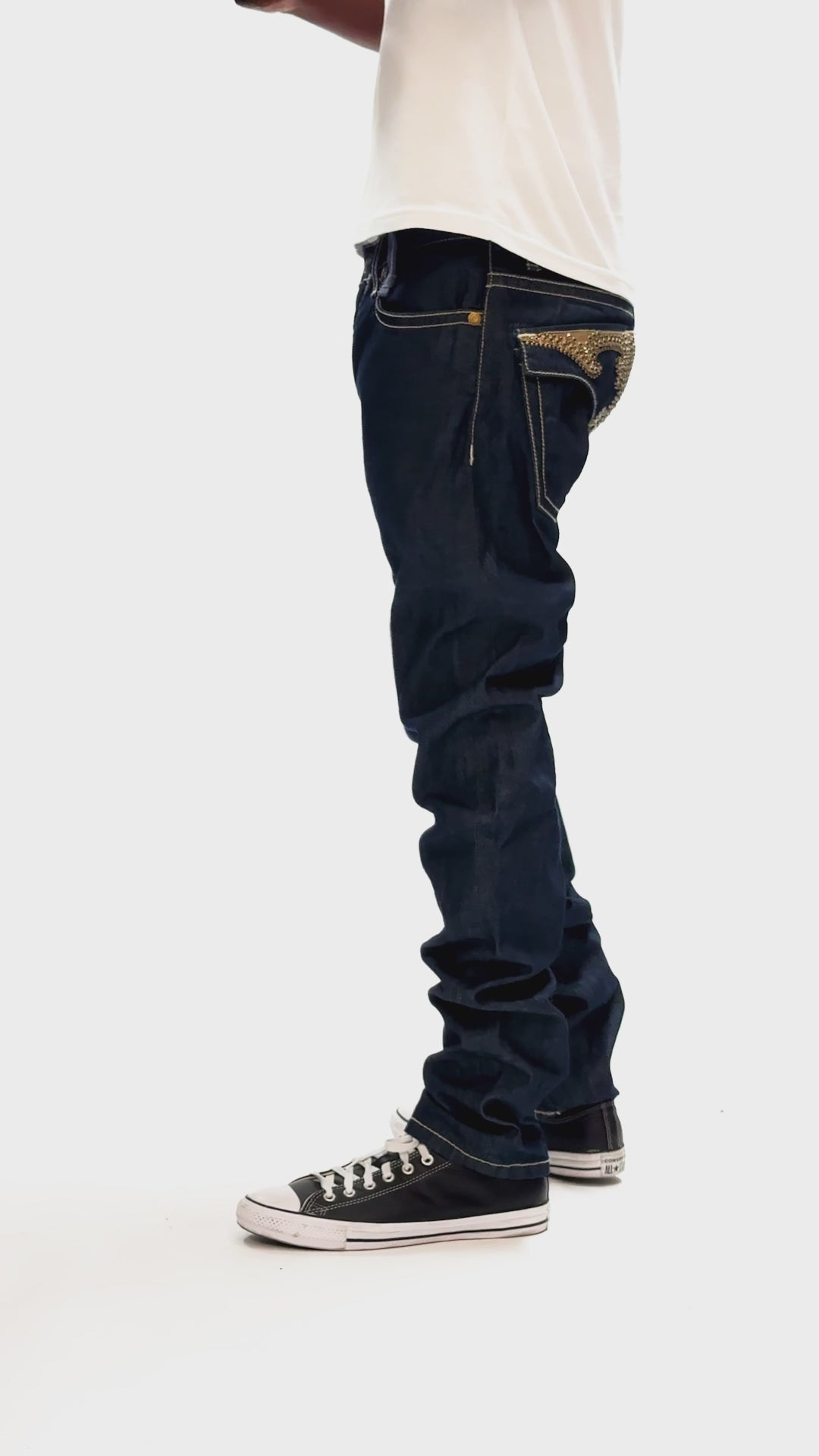 WESTERN RODEO DESIGN LEATHER FLAPS JEAN WITH EMBELLISHMENTS