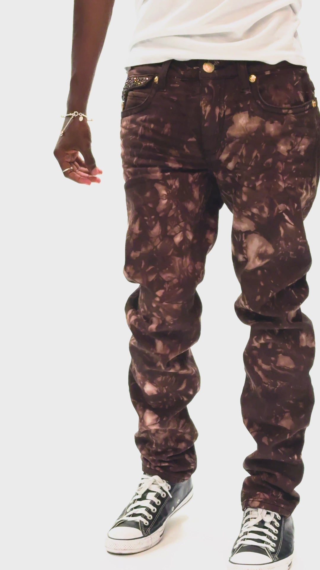 KILLER FLAP MENS SKINNY JEANS IN ASTRO BROWN WITH GOTHIC