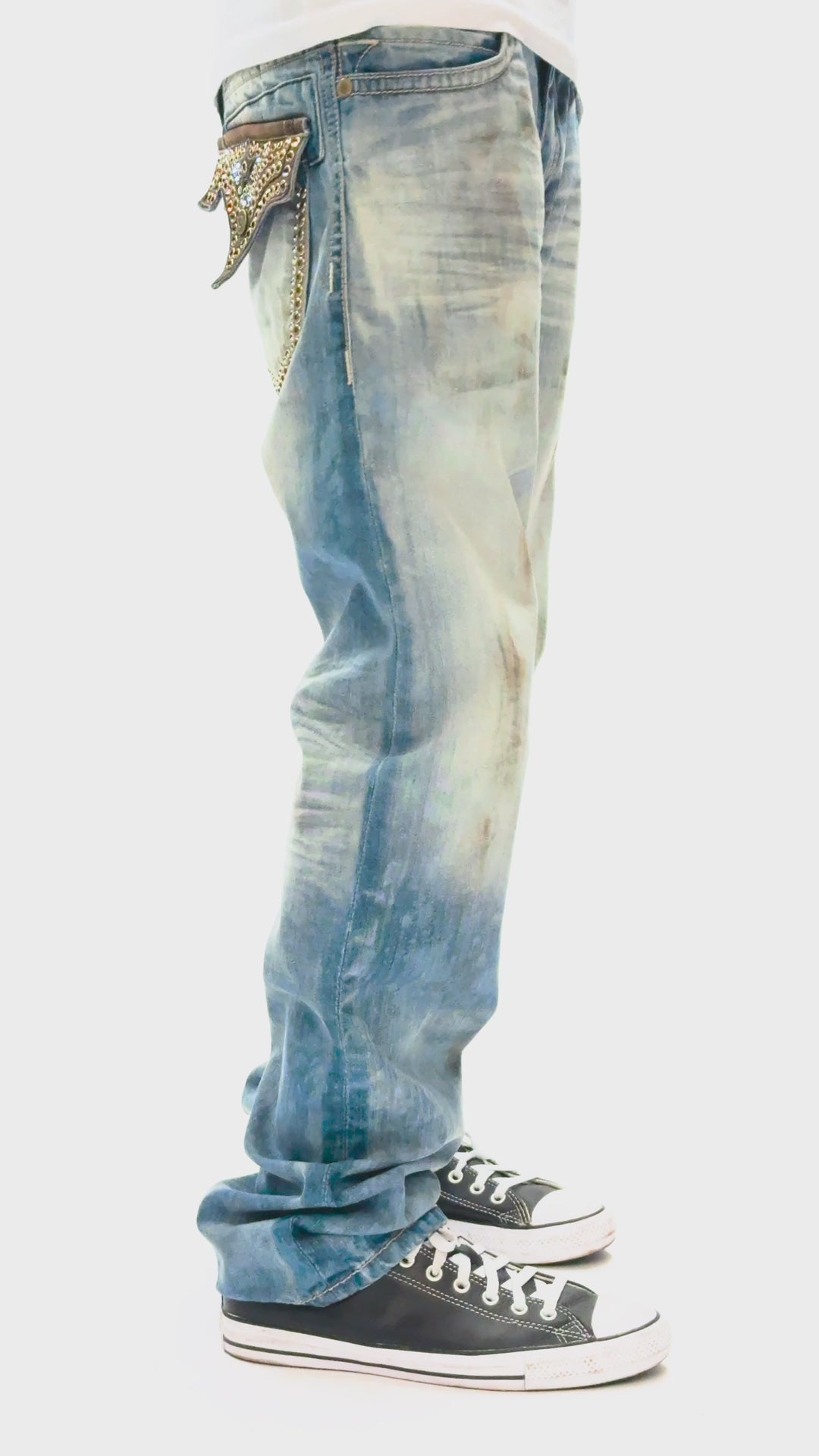 ROBIN'S LIMITED EDITION JEANS IN AQUARAMA WASH WITH STUDS