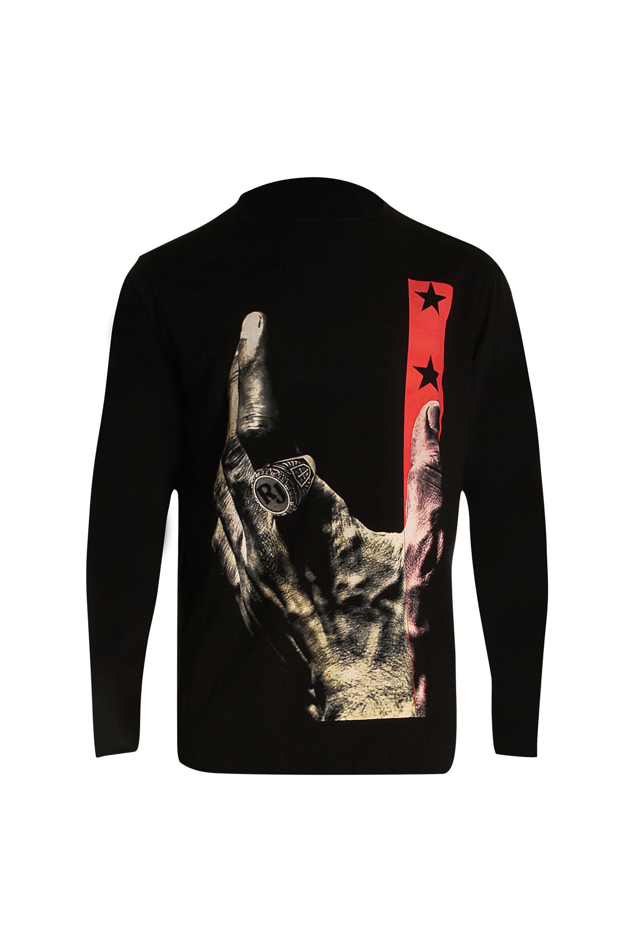 HAND OF GOLD LONG SLEEVE TEE IN BLACK