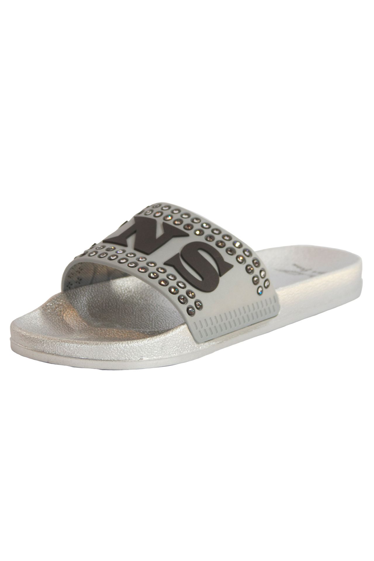 ROBIN SLIDES IN SILVER WITH SMOKY CRYSTALS