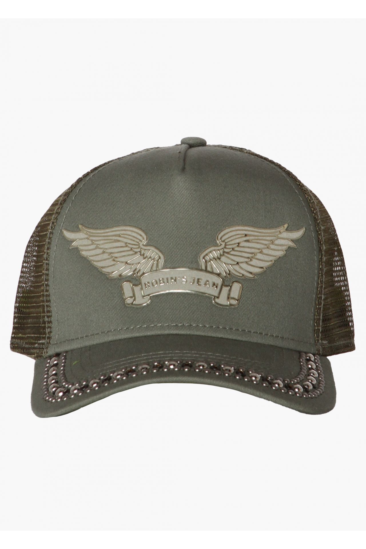 TRUCKER CAP IN OLIVE WITH CRYSTALS