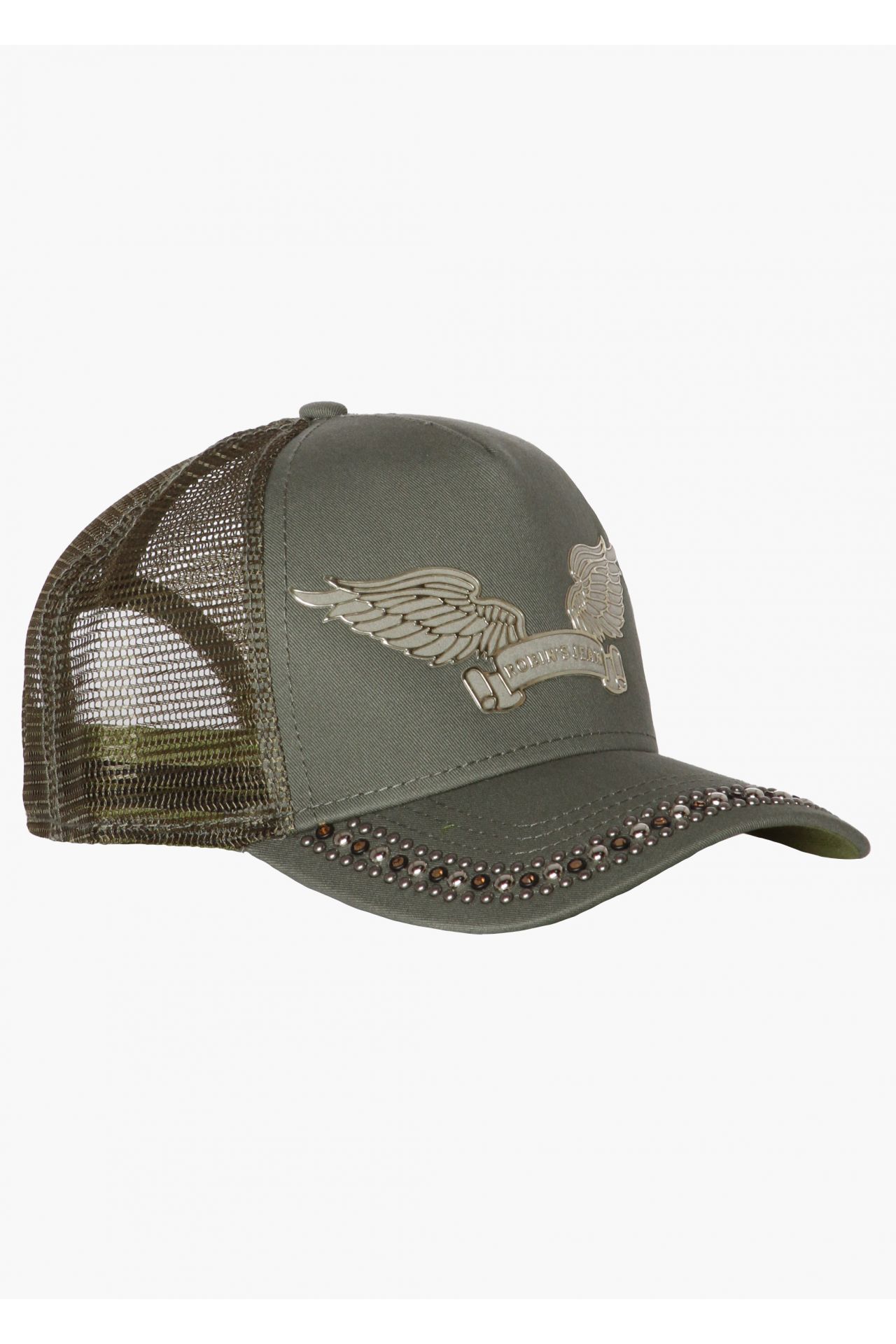 TRUCKER CAP IN OLIVE WITH CRYSTALS