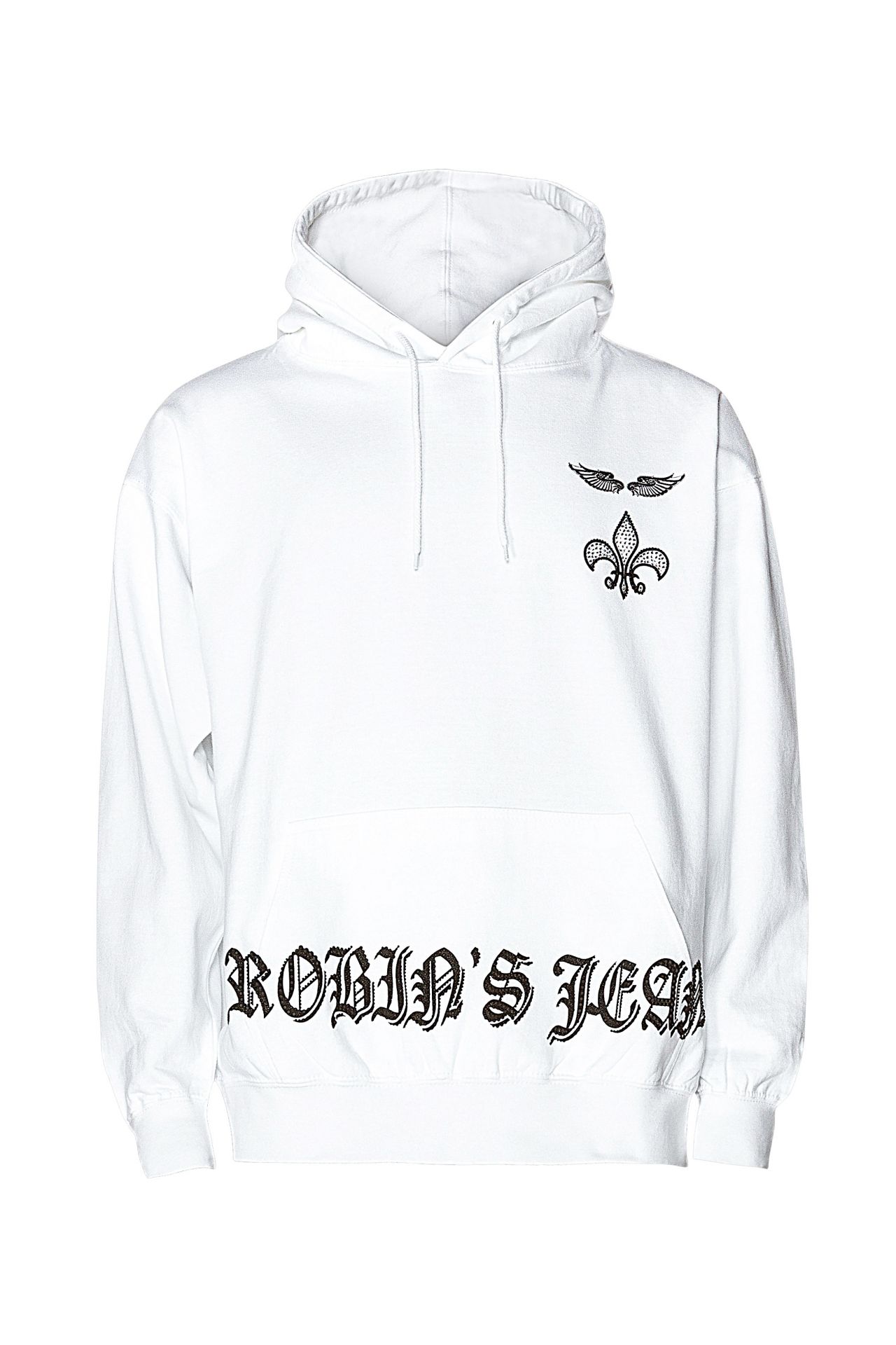 WINGS HOODIE IN WHITE WITH CRYSTALS