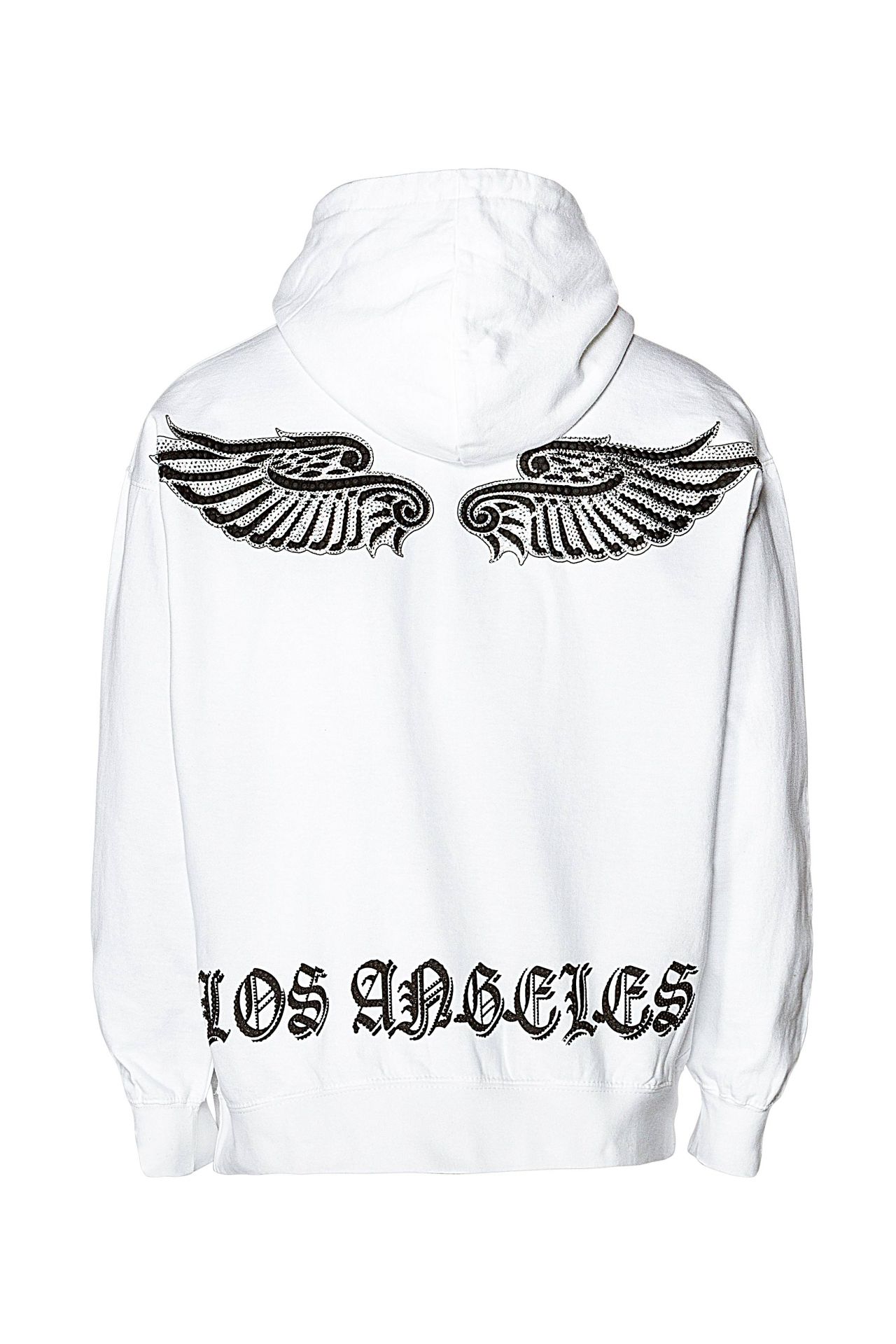 WINGS HOODIE IN WHITE WITH CRYSTALS