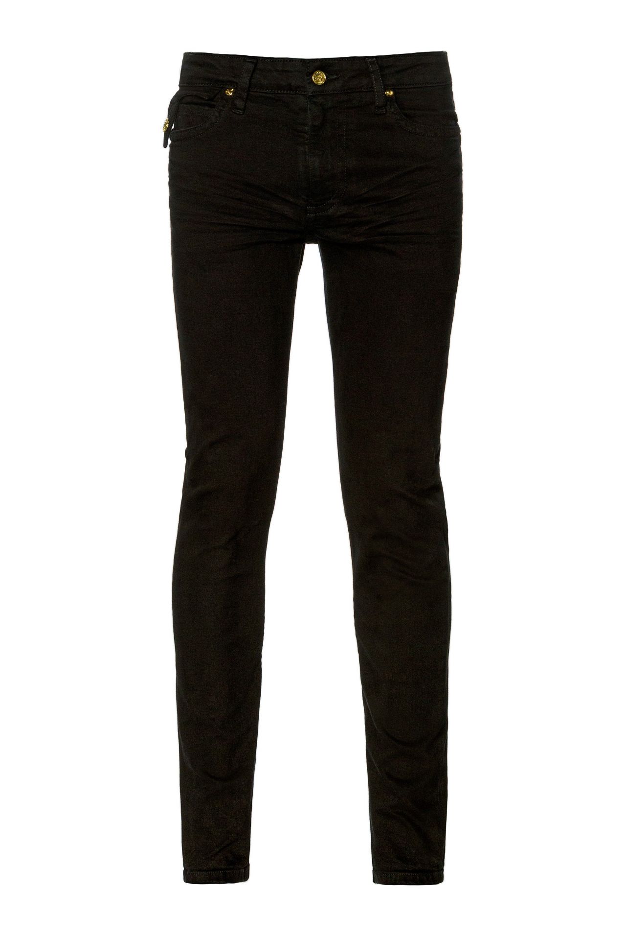 KILLER FLAP MENS SKINNY JEANS IN BLACK WITH GOLD WINGS