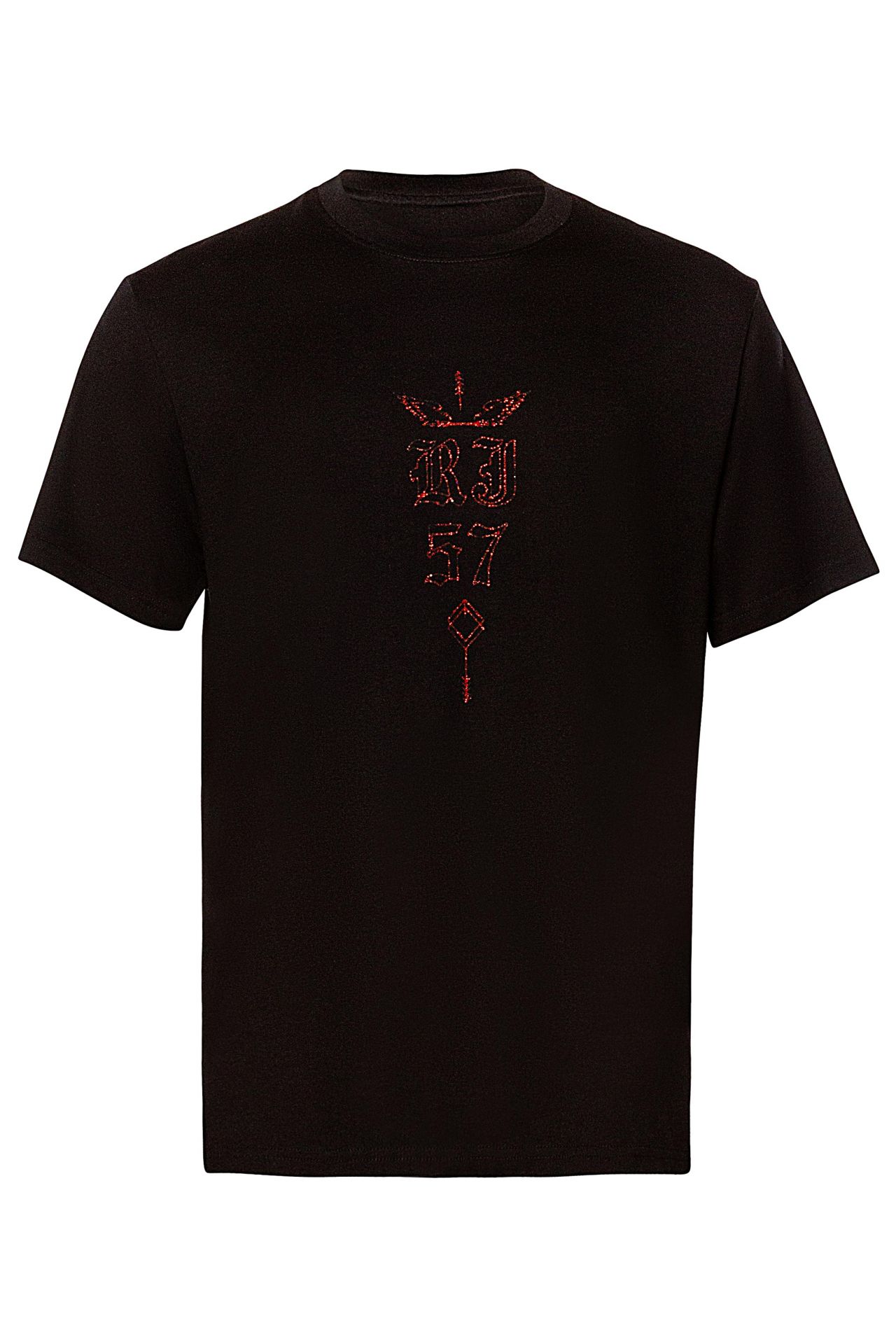 MOTH VECTOR TEE IN RED GLITTER ON BLACK