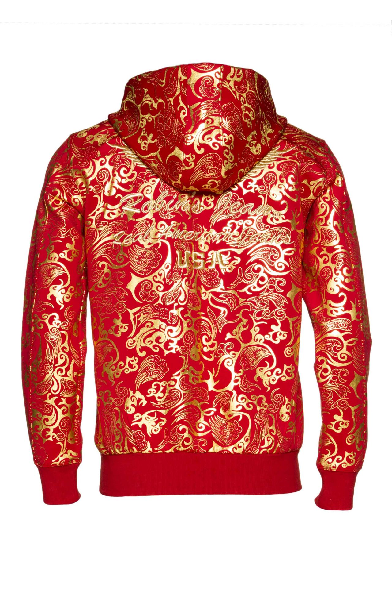 CLOUDS TRACK JACKET HOODIE IN RED AND GOLD