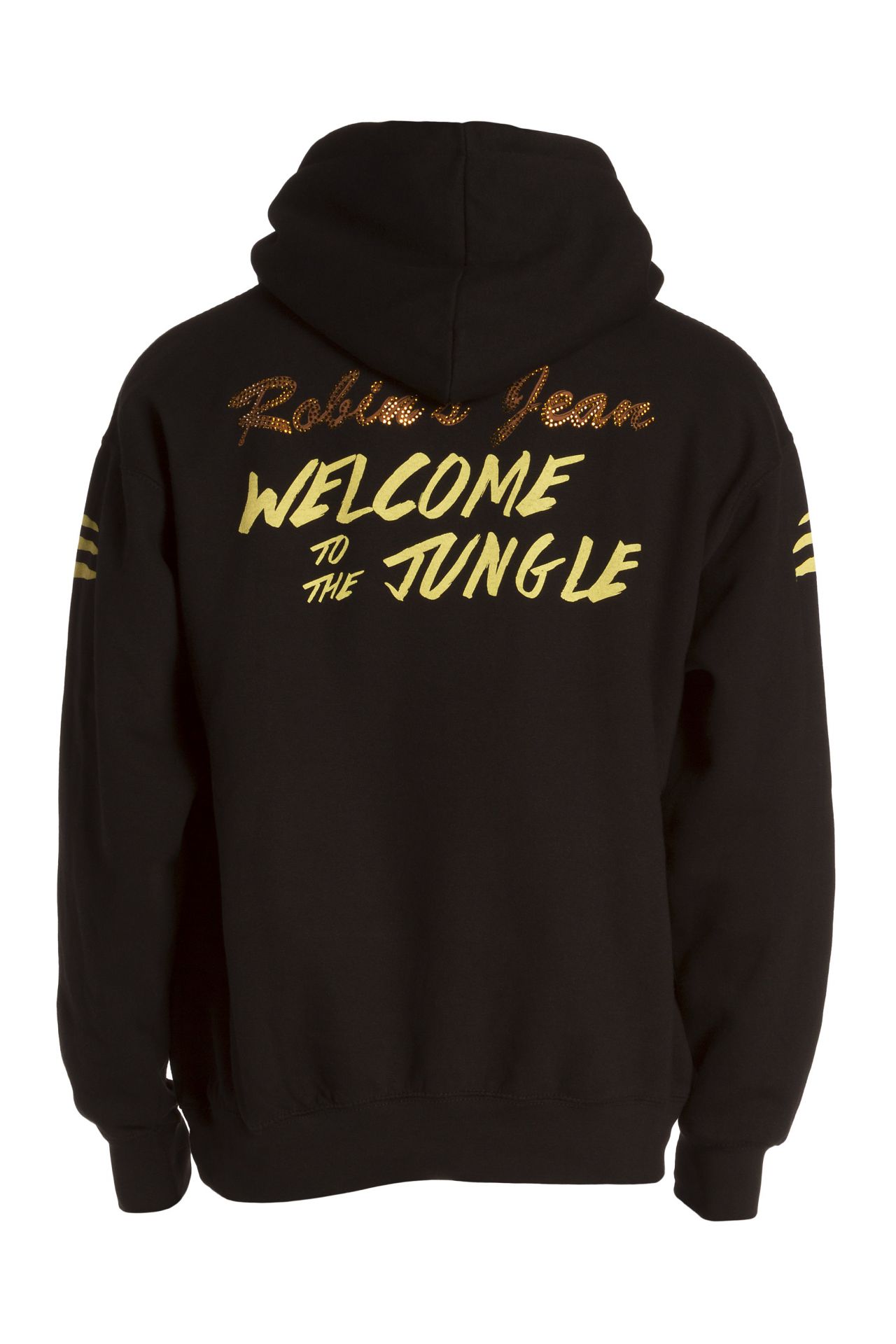 GOLDEN TIGER PULLOVER HOODIE WITH CRYSTALS IN BLACK