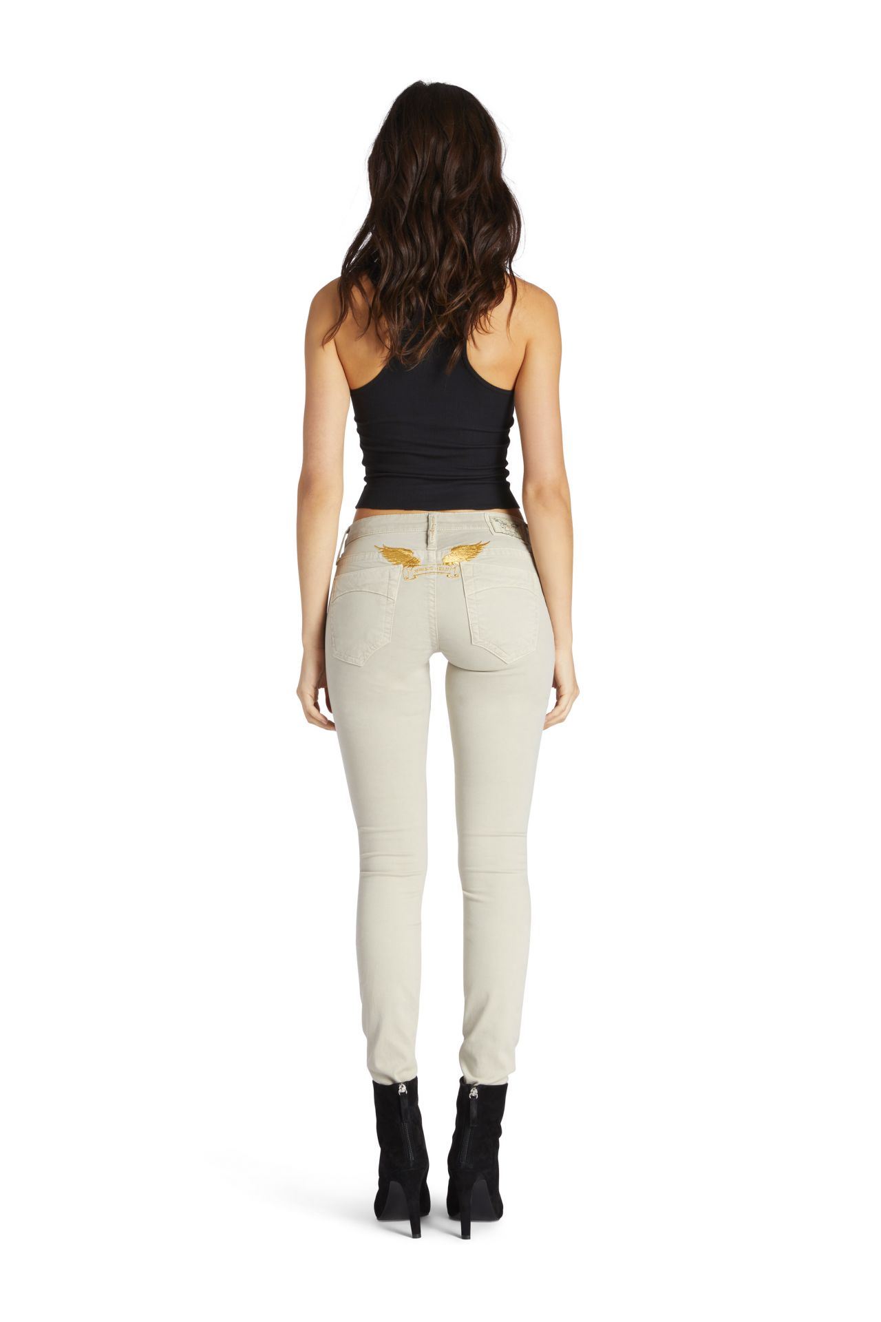 MARILYN SKINNY IN LIGHT GREY WITH GOLD WINGS