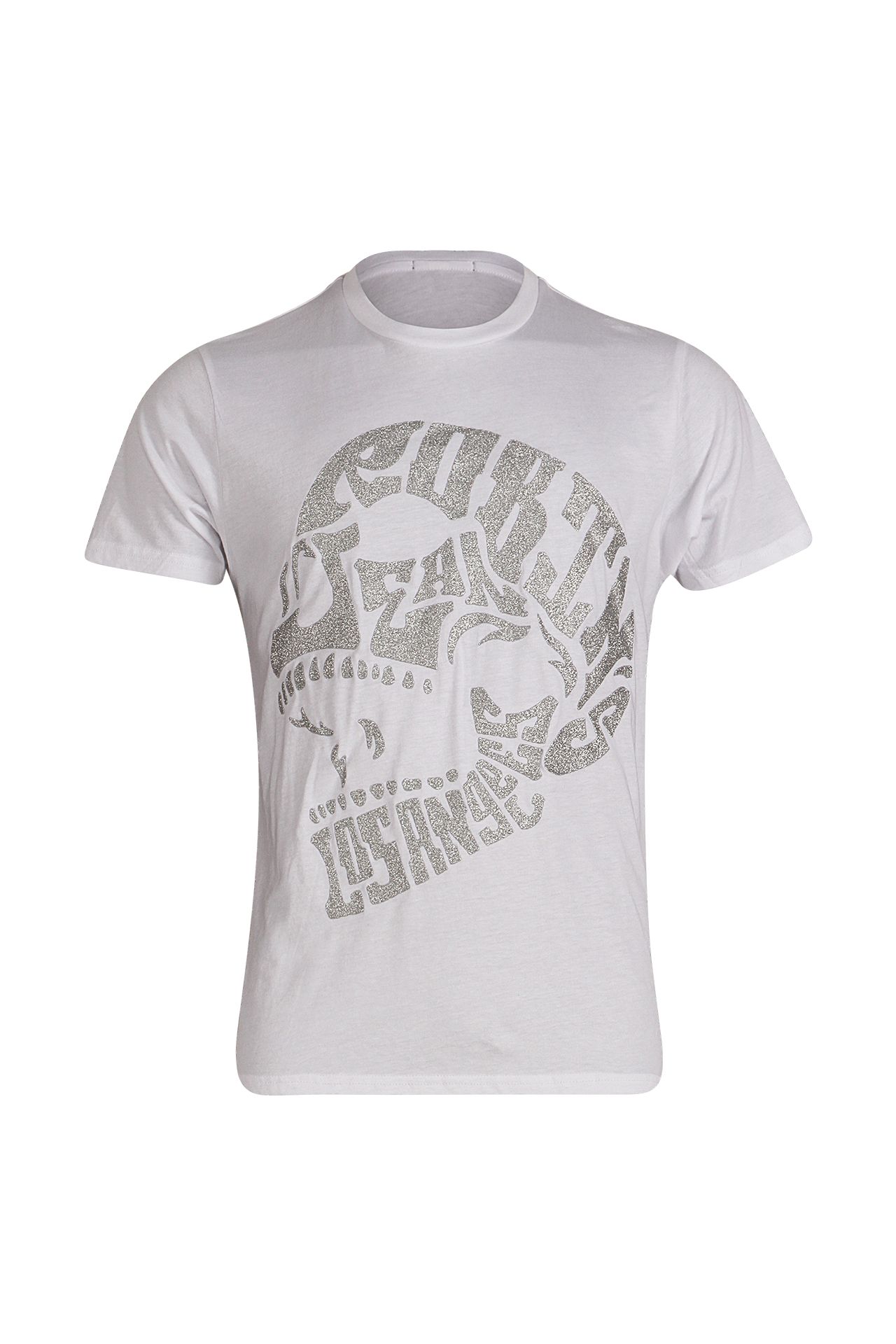 L.A. SILVER SKULL TEE IN WHITE