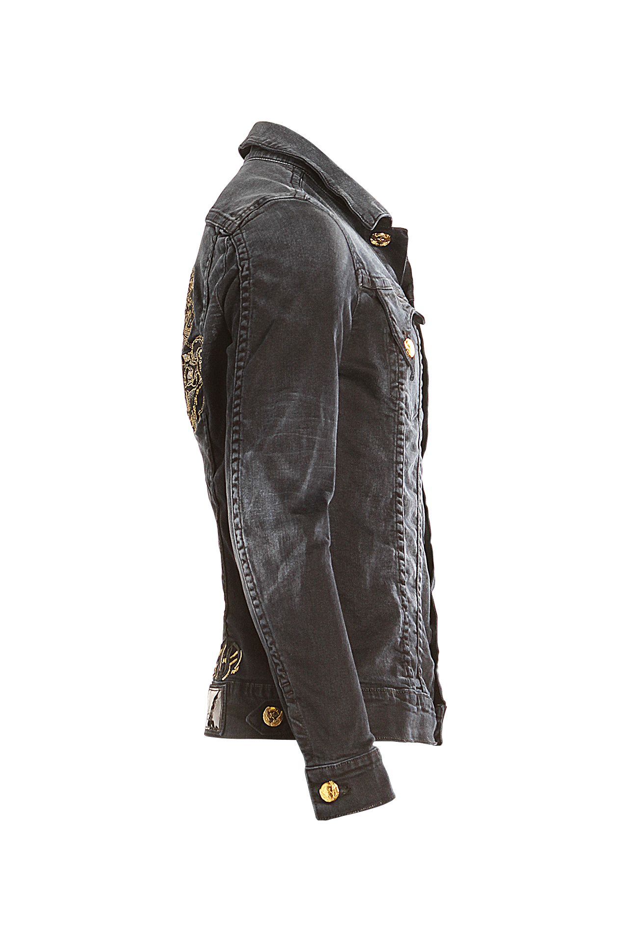 KILLER FLAP JACKET WITH DRAGON IN F-UP BLACK WITH GOLD