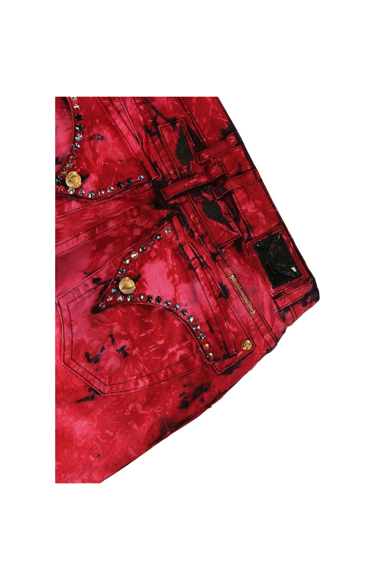 CLASSIC LONG FLAP IN ASTRO RED WITH MULTICOLOR CRYSTALS