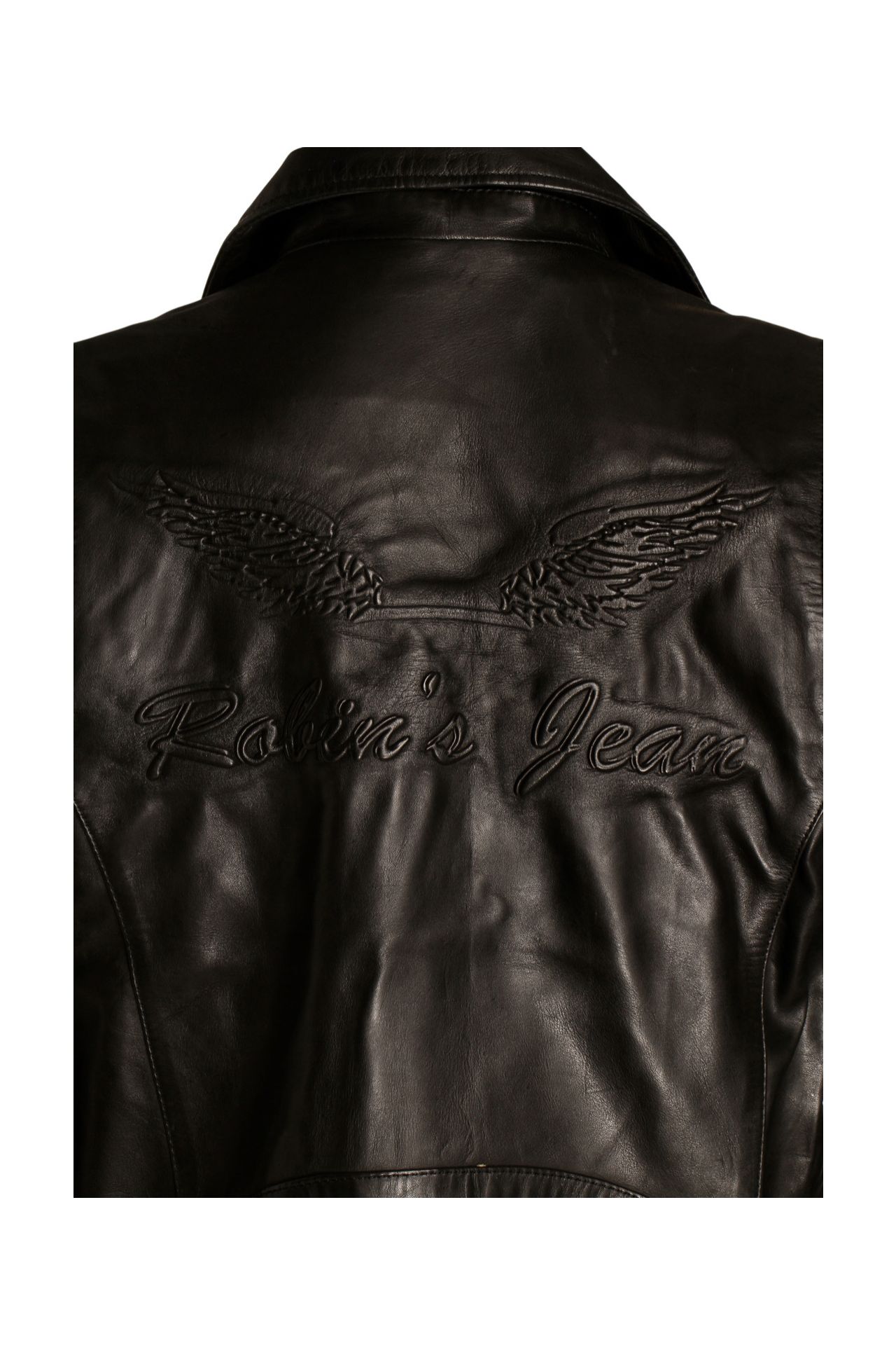 CLASSIC BIKER JACKET IN RED ON BLACK LEATHER
